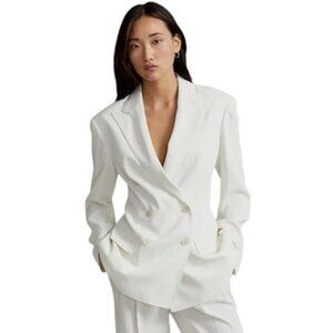 Lauren Ralph Lauren double breasted blazer ivory women's size 6 NWT